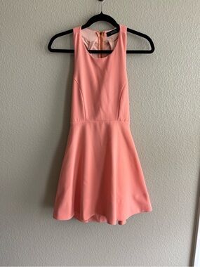 ANGL Coral Pink/Peach Sleeveless Fit-and-Flare Dress